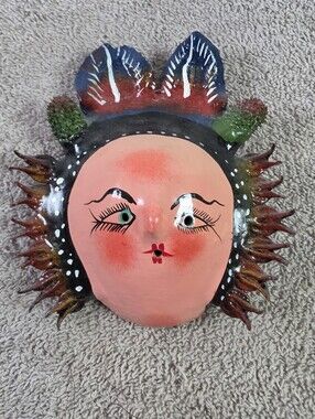 Folk Art Mexican Coconut Shell Face
